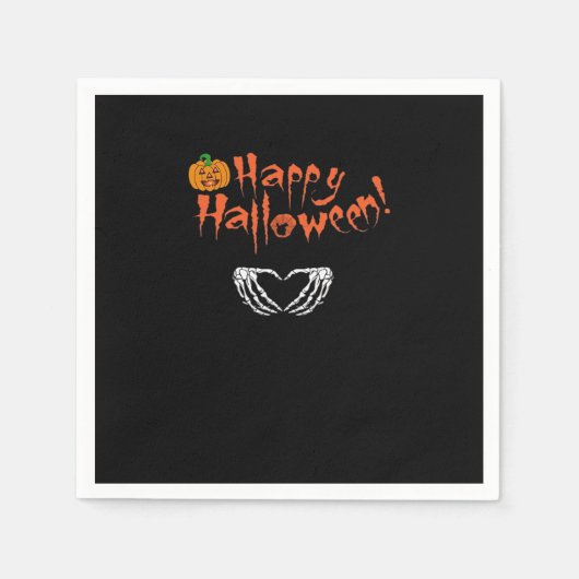 スケルトンの手でハッピー・ハロウィン クラシックデザイン  スタンダードカクテルナプキン (正面)