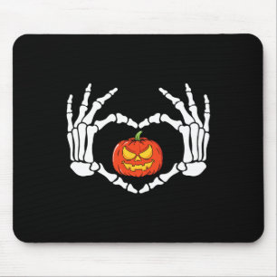 スケルトンの手のハートサイン レトロハロウィンコスチューム マウスパッド