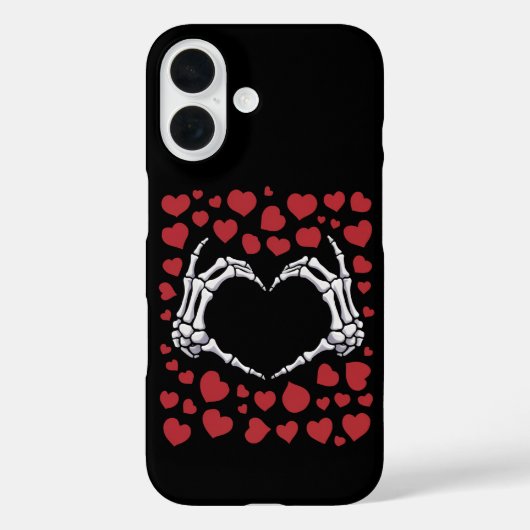 スケルトンの手の骨のハート バレンタインデーのおもしろTシャツ Case-Mate iPhoneケース (裏面)