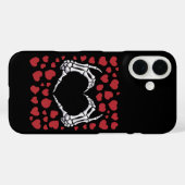 スケルトンの手の骨のハート バレンタインデーのおもしろTシャツ Case-Mate iPhoneケース (裏面 (横))