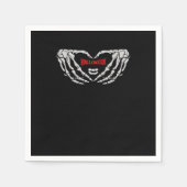 スケルトンの手をハートで折り畳む。おかしなハロウィーン スタンダードカクテルナプキン (正面)