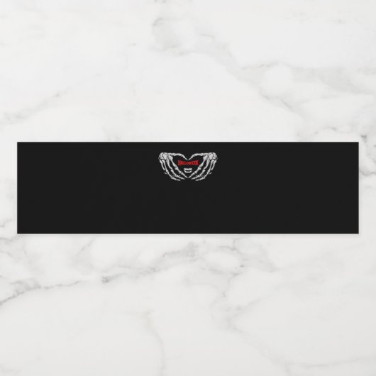 スケルトンの手をハートで折り畳む。おかしなハロウィーン ペットボトルラベル (シングルラベル)