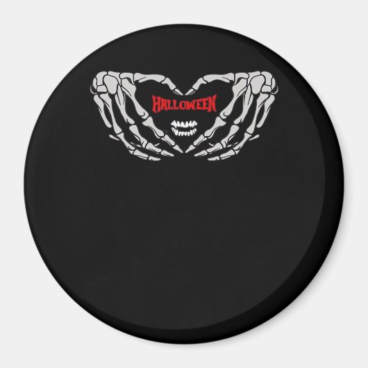 スケルトンの手をハートで折り畳む。おかしなハロウィーン マグネット (正面)