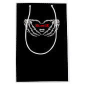 スケルトンの手をハートで折り畳む。おかしなハロウィーン ミディアムペーパーバッグ (正面)