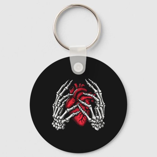 スケルトンの手を保持ハートハロウィーンのコスチューム キーホルダー (正面)