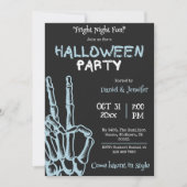 スケルトンの手 フライトナイト ハロウィンパーティー 怖い 招待状 (正面)