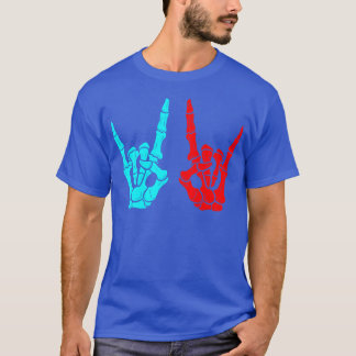 スケルトンの手 ロックサイン 音楽好き ハロウィン ギ Tシャツ