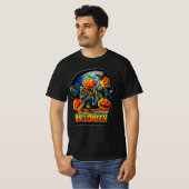 スケルトンの死の天使ハロウィーンカボチャカラス Tシャツ (正面フル)
