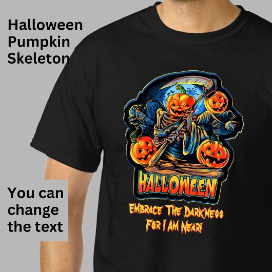スケルトンの死の天使ハロウィーンカボチャカラス Tシャツ