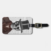 スケルトンの紳士とトップハット ラゲッジタグ (正面横)