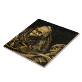 スケルトンの老婆（死） （フランシスコ・ゴヤ） タイル (側面)