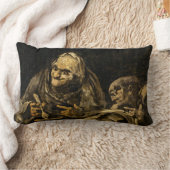 スケルトンの老婆（死） （フランシスコ・ゴヤ） ランバークッション (ブランケット)