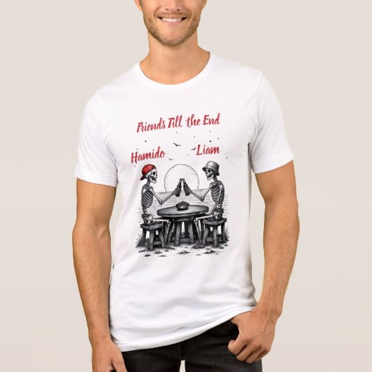 スケルトンの親友が乾杯 トライブレンドTシャツ (正面)