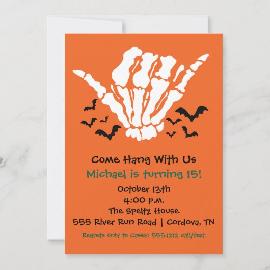 スケルトンの誕生日招待状 招待状 (正面)