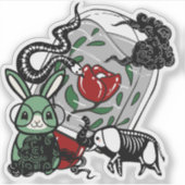 スケルトンの象とゲキガラウサギの芸術 シール (正面)