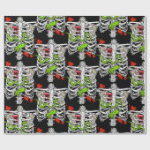 スケルトンの骨の胸部の血のスプラットハロウィーン ラッピングペーパー (フラット)