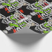 スケルトンの骨の胸部の血のスプラットハロウィーン ラッピングペーパー (角)