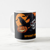 スケルトンの魔女の帽子パンプキンハロウィングロー 🍂 コーヒーマグカップ (正面左)