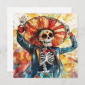 スケルトンはっきりしたアートデー・オブ・ザ・デッド 招待状 (正面/裏面)