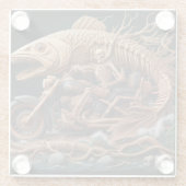 スケルトンは彼のチョッパー・バイクを走り去る道を走った ガラスコースター (裏面)