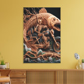 スケルトンは彼のチョッパー・バイクを走り去る道を走った キャンバスプリント (インサイチュ (リビング))