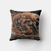 スケルトンは彼のチョッパー・バイクを走り去る道を走った クッション (裏面)