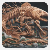 スケルトンは彼のチョッパー・バイクを走り去る道を走った スクエアシール (正面)