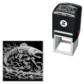 スケルトンは彼のチョッパー・バイクを走り去る道を走った セルフインキングスタンプ (インサイチュ)