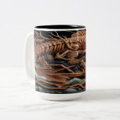 スケルトンは彼のチョッパー・バイクを走り去る道を走った ツートーンマグカップ (正面左)