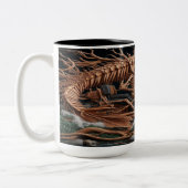 スケルトンは彼のチョッパー・バイクを走り去る道を走った ツートーンマグカップ (左)