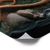 スケルトンは彼のチョッパー・バイクを走り去る道を走った ポスター (角)