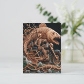 スケルトンは彼のチョッパー・バイクを走り去る道を走った ポストカード (スタンド正面)