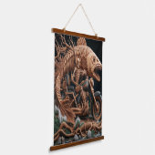 スケルトンは彼のチョッパー・バイクを走り去る道を走った 吊り下げ型タペストリー (傾斜あり)