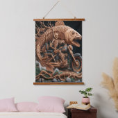 スケルトンは彼のチョッパー・バイクを走り去る道を走った 吊り下げ型タペストリー (寝室)