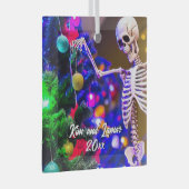 スケルトンぶら下がったのオーナメントカラフルクリスマス ガラスオーナメント (正面右)