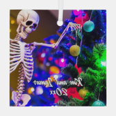 スケルトンぶら下がったのオーナメントカラフルクリスマス ガラスオーナメント (裏面)