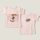 スケルトンやドラキュラが踊るハロウィン キッズTシャツ (デザイン正面&裏面)