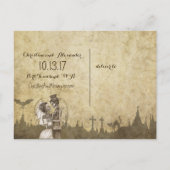 スケルトンを使用したハロウィン結婚の日付の保存 案内ポストカード (裏面)