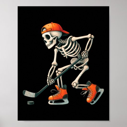 スケルトンアイスホッケーハロウィーンの衣装メンズボーイズキッド ポスター (正面)