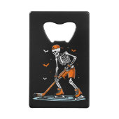 スケルトンアイスホッケーハロウィーン少年たち面白いハロウィーン クレジットカード栓抜き (裏面)