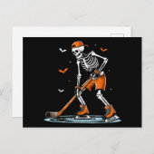 スケルトンアイスホッケーハロウィーン少年たち面白いハロウィーン シーズンポストカード (正面/裏面)
