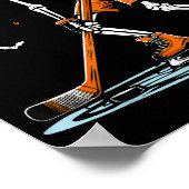 スケルトンアイスホッケーハロウィーン少年たち面白いハロウィーン ポスター (角)