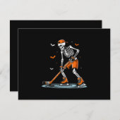 スケルトンアイスホッケーハロウィーン少年たち面白いハロウィーン 出欠カード (正面/裏面)