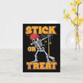 スケルトンアイスホッケープレイヤーハロウィーンのコスチューム少年 カード (黄色い花)