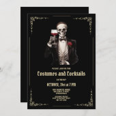 スケルトンアダルトハロウィーンカクテルパーティの招待状 シーズンカード (正面/裏面)