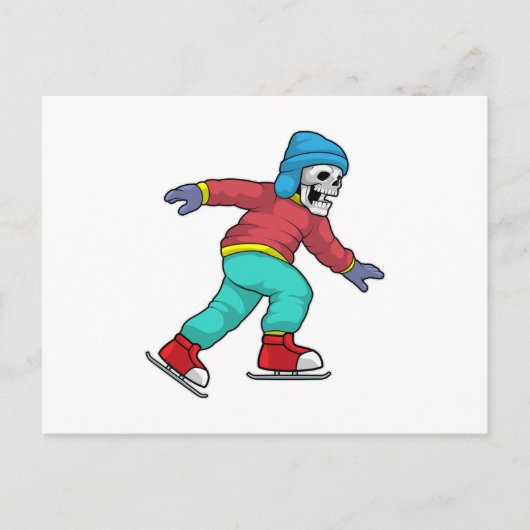スケルトンアットアイススケートで滑るとアイススケート ポストカード (正面)