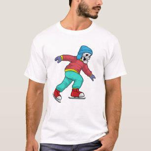 スケルトンアットアイススケートで滑るとアイススケート Tシャツ
