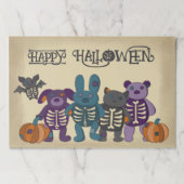 スケルトンアニマルズパンプキンハロウィーン紙ランチョンマット ペーパーパッド (正面)