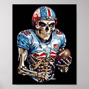 スケルトンアメリカンフットボール選手ハロウィーングラフ ポスター