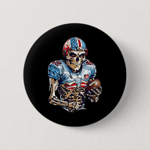 スケルトンアメリカンフットボール選手ハロウィーングラフ 缶バッジ
